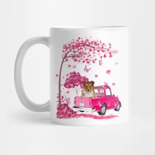 Valentine's Day Love Pickup Truck Shetland Sheepdog Mug